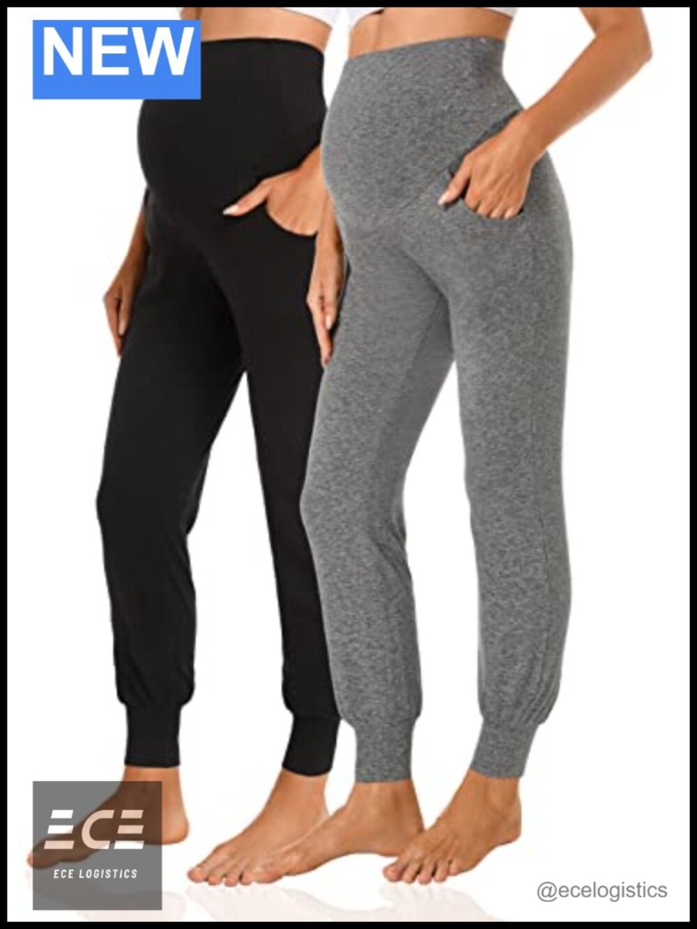 Maternity Joggers Sweatpants High Waist Over Bump Tapered Lounge Pants